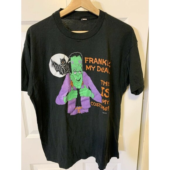Vtg Frankly My Dear This Is My‎ Costume Frankenstein Men’s Sz XL Black T Shirt - Picture 6 of 7